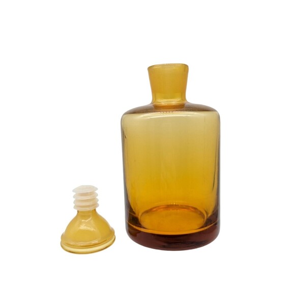 Vintage MCM Golden Amber Glass Apothecary Jar With Stopper, Mint Condition - Picture 3 of 5